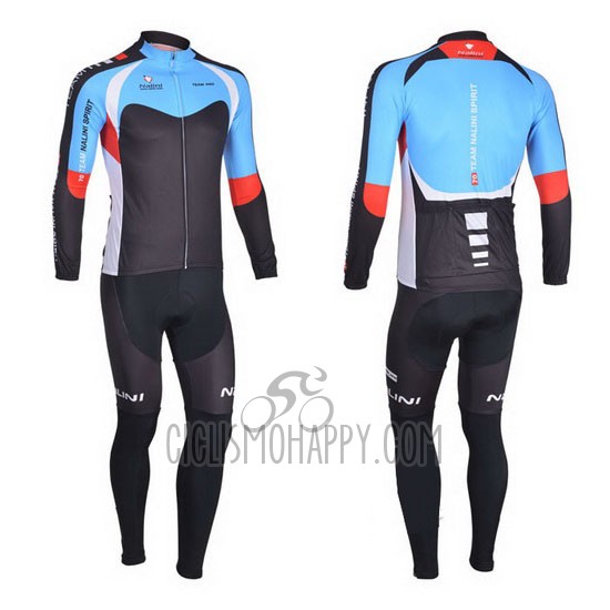 Nalini Cycling Jersey Bib Tight 2013 Men Long Sleeve Black and Sky Blue