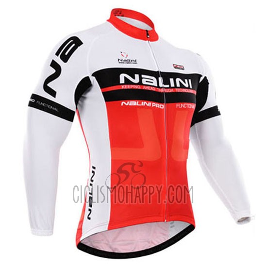Nalini Cycling Jersey Bib Tight 2015 Men Long Sleeve Red and White