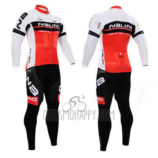 Nalini Cycling Jersey Bib Tight 2015 Men Long Sleeve Red and White