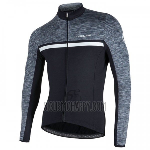 Nalini Cycling Jersey Bib Tight 2017 Men Long Sleeve Black and Gray