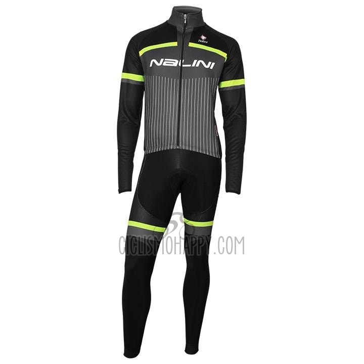 Nalini Cycling Jersey Bib Tight 2020 Men Long Sleeve Black Gray Yellow