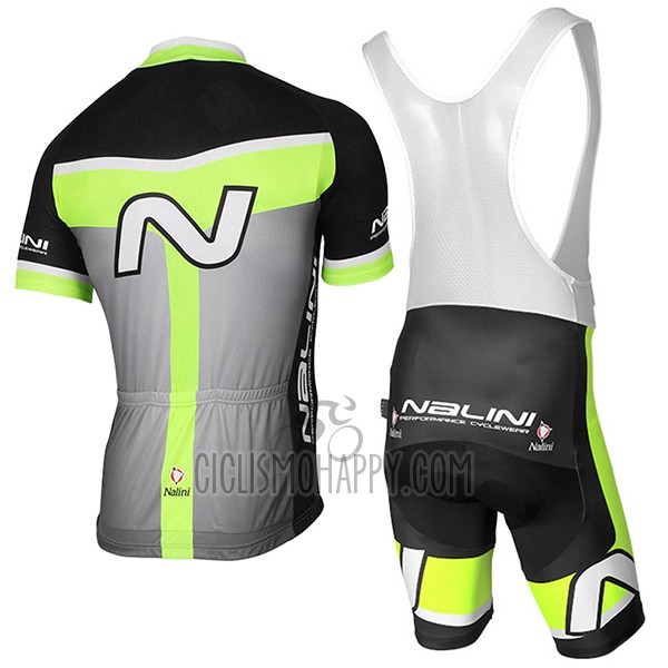 Nalini Navision Cycling Jersey Bib Short 2017 Men Short Sleeve Green and Gray