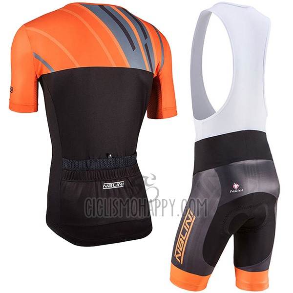 Nalini Roma Cycling Jersey Bib Short 2017 Men Short Sleeve Black and Orange