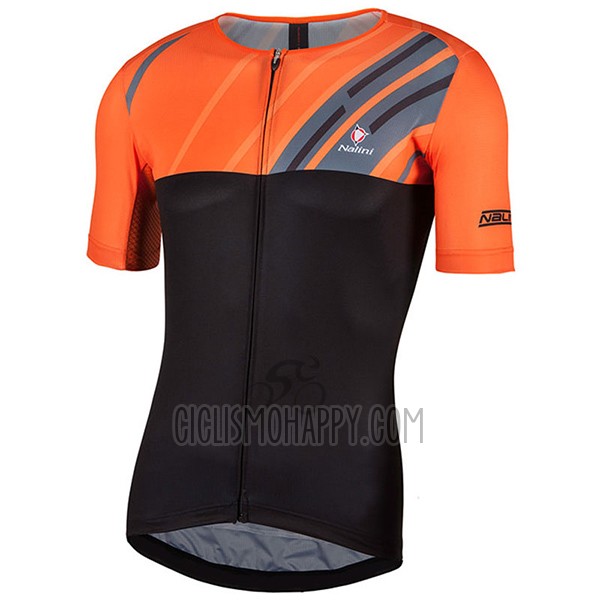 Nalini Roma Cycling Jersey Bib Short 2017 Men Short Sleeve Black and Orange