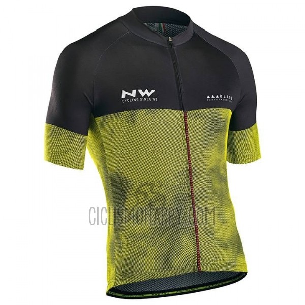 Northwave Cycling Jersey Bib Short 2018 Men Short Sleeve Black Yellow