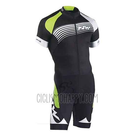 Northwave Cycling Jersey Bib Short 2019 Men Short Sleeve Black Green Silver