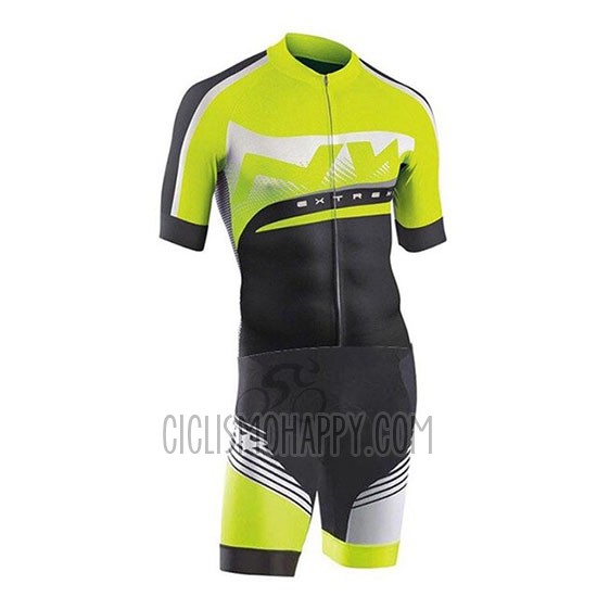 Northwave Cycling Jersey Bib Short 2019 Men Short Sleeve Green Silver Black