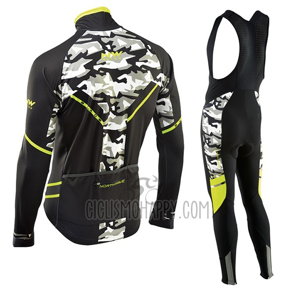 Northwave Cycling Jersey Bib Tight 2017 Men Long Sleeve Black and Camouflage