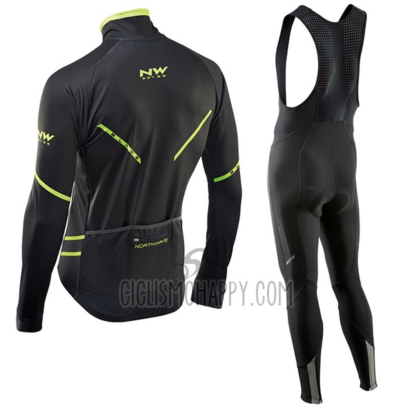Northwave Cycling Jersey Bib Tight 2017 Men Long Sleeve Black and Green