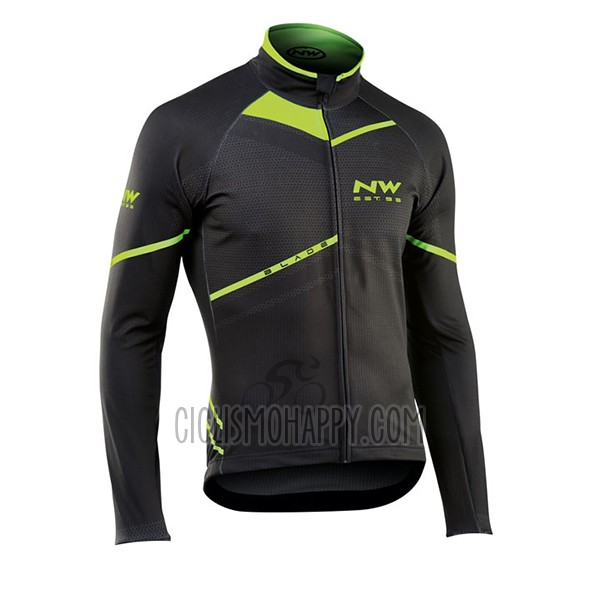 Northwave Cycling Jersey Bib Tight 2017 Men Long Sleeve Black and Green