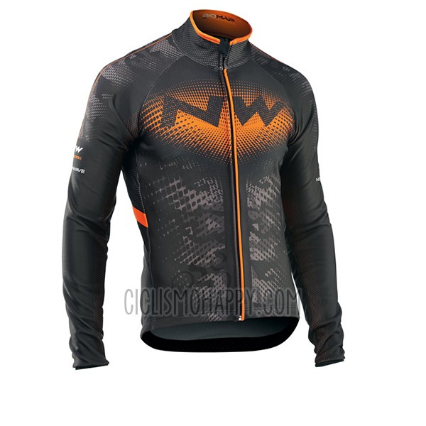 Northwave Cycling Jersey Bib Tight 2017 Men Long Sleeve Black and Orange