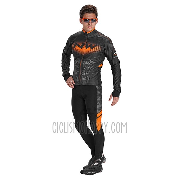 Northwave Cycling Jersey Bib Tight 2017 Men Long Sleeve Black and Orange