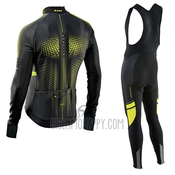 Northwave Cycling Jersey Bib Tight 2017 Men Long Sleeve Green and Black
