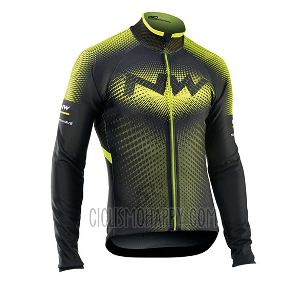 Northwave Cycling Jersey Bib Tight 2017 Men Long Sleeve Green and Black