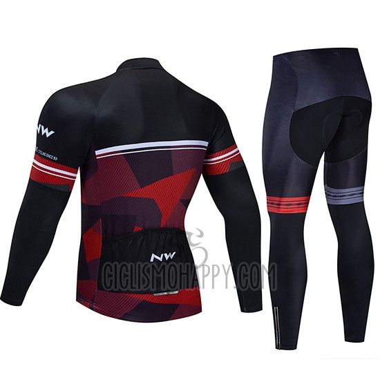 Northwave Cycling Jersey Bib Tight 2019 Men Long Sleeve Black Red White