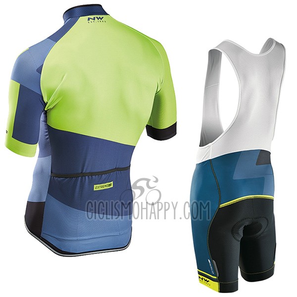Northwave Extreme Cycling Jersey Bib Short 2017 Men Short Sleeve Green and Blue