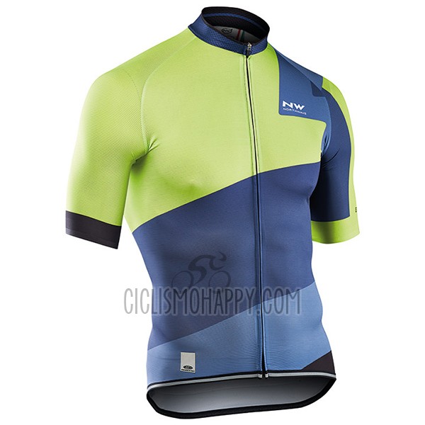 Northwave Extreme Cycling Jersey Bib Short 2017 Men Short Sleeve Green and Blue