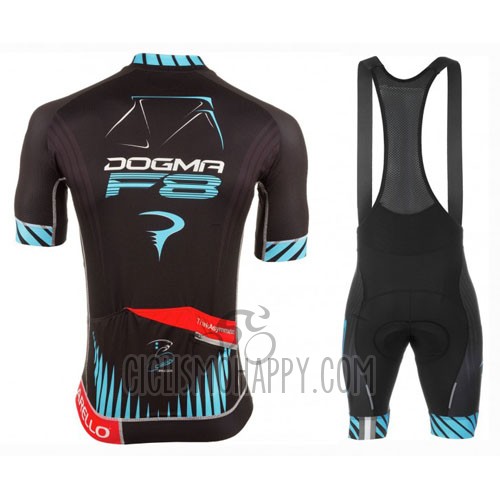 Pinarello Cycling Jersey Bib Short 2016 Men Short Sleeve Black and Blue