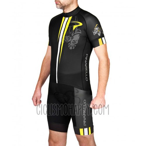 Pinarello Cycling Jersey Bib Short 2016 Men Short Sleeve Yellow and Black