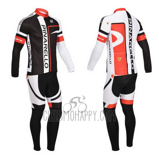 Pinarello Cycling Jersey Bib Tight 2013 Men Long Sleeve Black and Red