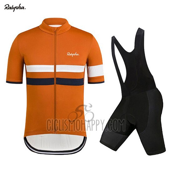 Rapha Cycling Jersey Bib Short 2019 Men Short Sleeve Orange White