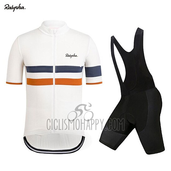 Rapha Cycling Jersey Bib Short 2019 Men Short Sleeve White Orange