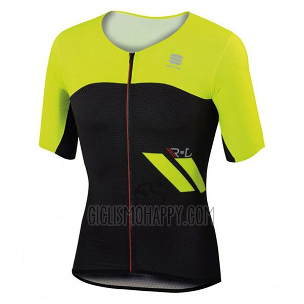 Sportful Cycling Jersey Bib Short 2017 Men Short Sleeve Yellow and Black