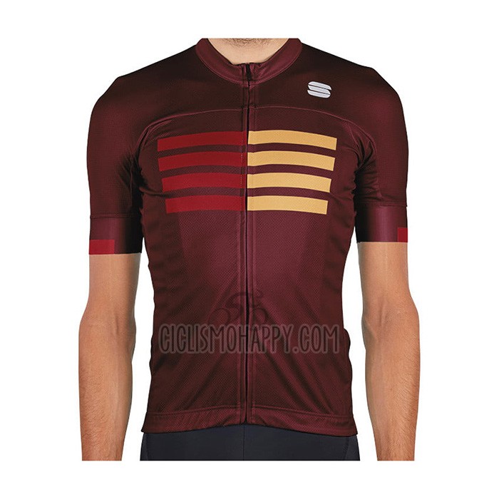 Sportful Cycling Jersey Bib Short 2021 Men Short Sleeve Dark Red