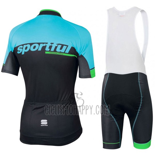 Sportful Sc Cycling Jersey Bib Short 2017 Men Short Sleeve Light Blue and Black