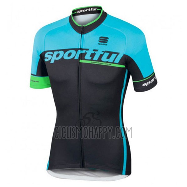 Sportful Sc Cycling Jersey Bib Short 2017 Men Short Sleeve Light Blue and Black