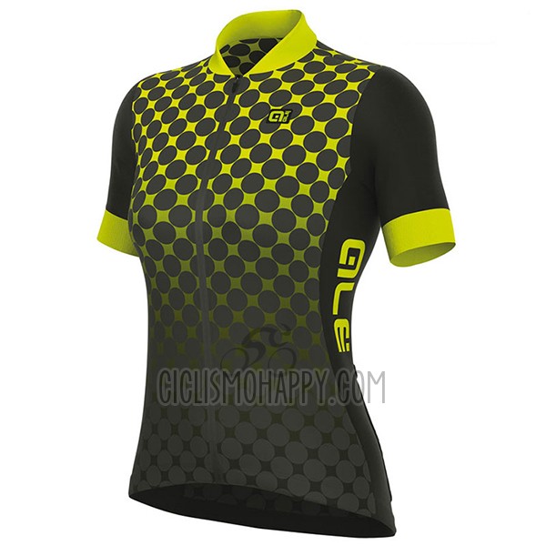 ALE Excel Bolas Cycling Jersey Bib Short 2017 Women Short Sleeve Black and Yellow