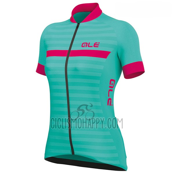 ALE Excel Riviera Cycling Jersey Bib Short 2017 Women Short Sleeve Light Blue and Pink
