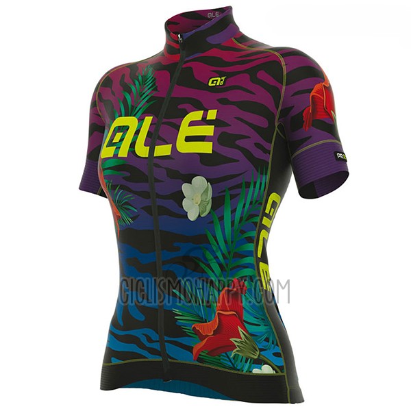 ALE Flowers Cycling Jersey Bib Short 2017 Women Short Sleeve Light Blue
