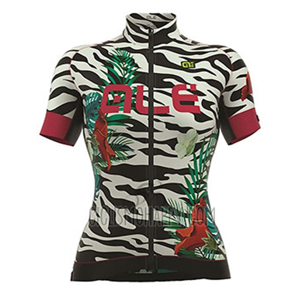 ALE Flowers Cycling Jersey Bib Short 2017 Women Short Sleeve White and Black