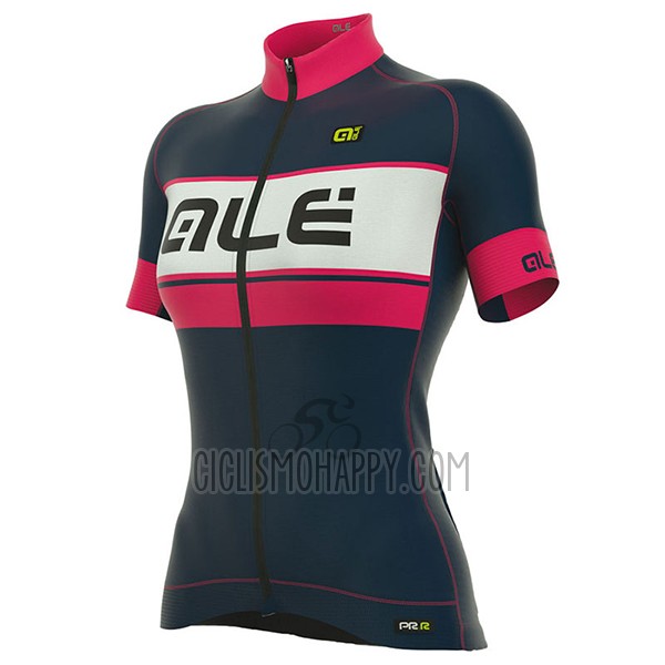 ALE Graphics Prr Bermuda Cycling Jersey Bib Short 2017 Women Short Sleeve Pink and Dark Blue