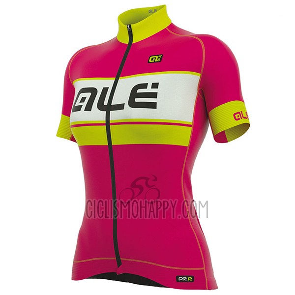 ALE Graphics Prr Bermuda Cycling Jersey Bib Short 2017 Women Short Sleeve Pink and Yellow
