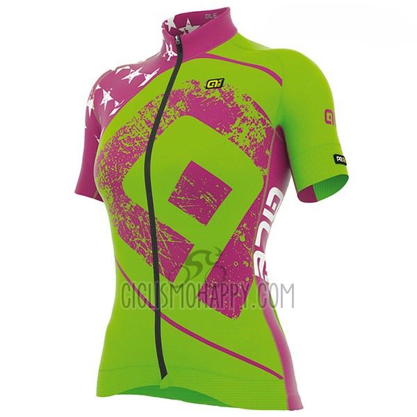 ALE Graphics Prr Star Cycling Jersey Bib Short 2017 Women Short Sleeve Green