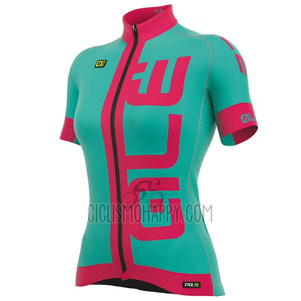 ALE Prr Arcobaleno Cycling Jersey Bib Short 2017 Women Short Sleeve Light Blue and Pink