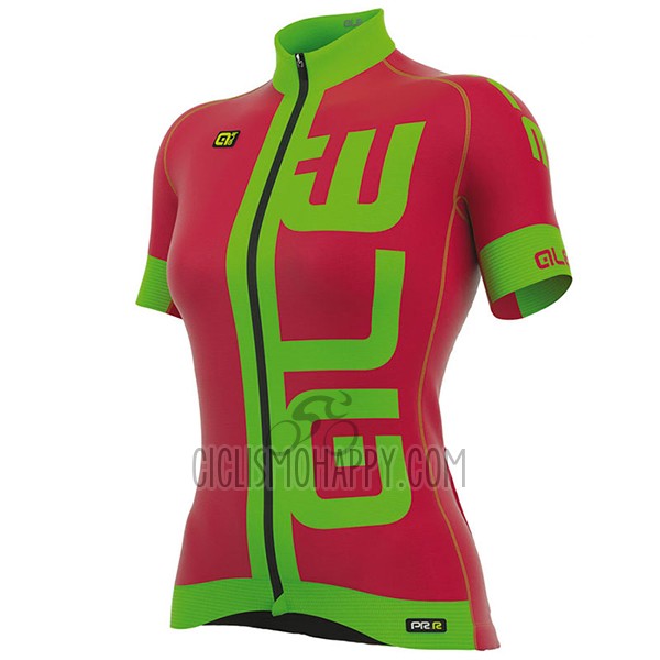 ALE Prr Arcobaleno Cycling Jersey Bib Short 2017 Women Short Sleeve Pink and Green
