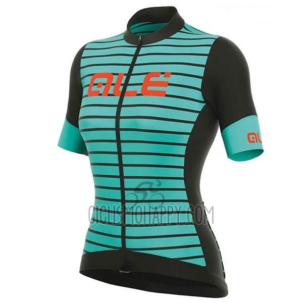 ALE R-ev1 Marina Cycling Jersey Bib Short 2017 Women Short Sleeve Light Blue and Black