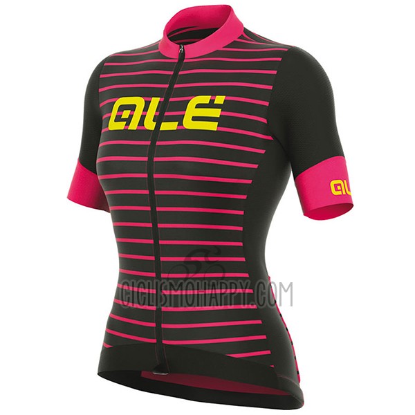 ALE R-ev1 Marina Cycling Jersey Bib Short 2017 Women Short Sleeve Red and Black