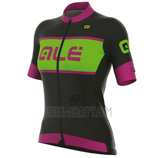 ALE R-ev1 Master Cycling Jersey Bib Short 2017 Women Short Sleeve Black and Pink