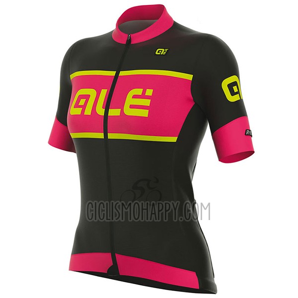 ALE R-ev1 Master Cycling Jersey Bib Short 2017 Women Short Sleeve Black and Red