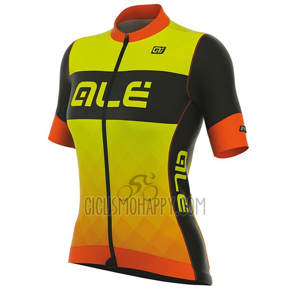 ALE R-ev1 Master Cycling Jersey Bib Short 2017 Women Short Sleeve Yellow and Orange