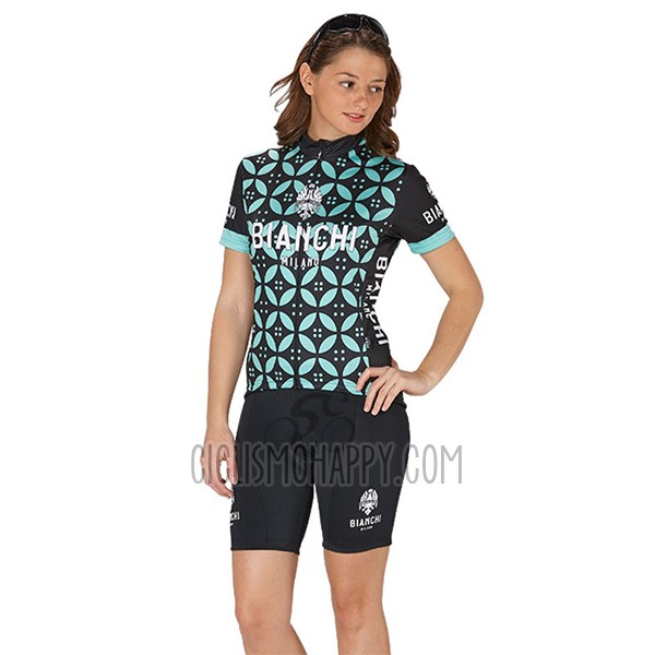 Bianchi Cycling Jersey Bib Short 2017 Women Short Sleeve Green