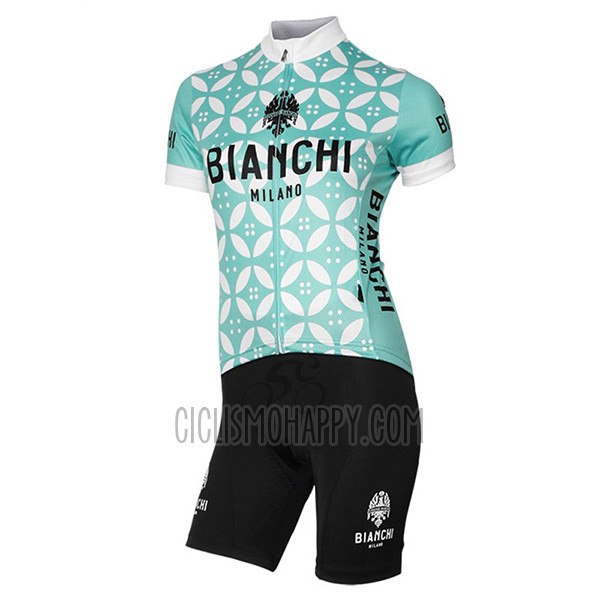Bianchi Cycling Jersey Bib Short 2017 Women Short Sleeve Green and White