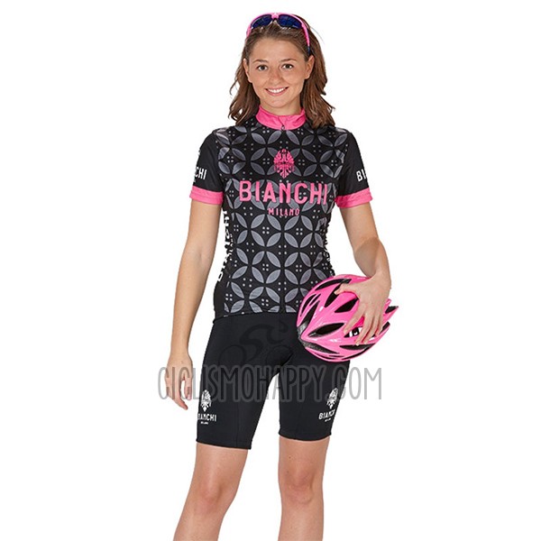Bianchi Cycling Jersey Bib Short 2017 Women Short Sleeve Pink