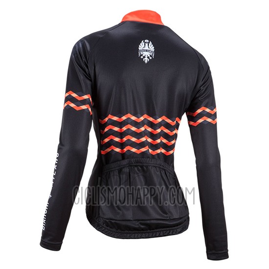 Bianchi Cycling Jersey Bib Tight 2016 Women Long Sleeve Black and Orange