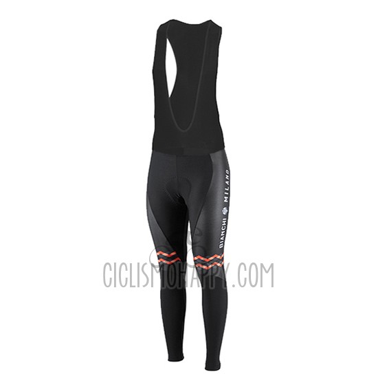 Bianchi Cycling Jersey Bib Tight 2016 Women Long Sleeve Black and Orange