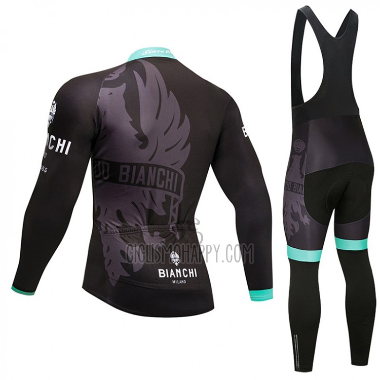 Bianchi Cycling Jersey Bib Tight 2018 Women Long Sleeve Black and Blue